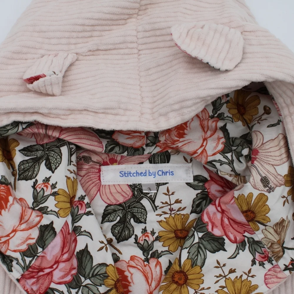 Handmade Toddler Girls Pink Corduroy Hooded Jacket – Size 3 - Picture 2 of 9